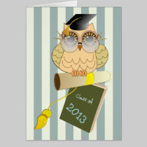Tarjeta de encargo de la graduación con el búho y  tarjetas