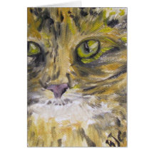 Tarjeta de felicitación - arte del gato - señora