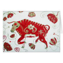 Tarjeta de felicitación china del buey del zodiaco