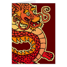 Tarjeta de felicitación china roja del dragón