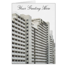 Tarjeta de felicitación con arquitectura moderna