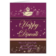 Tarjeta de felicitación de Diwali con la lámpara -