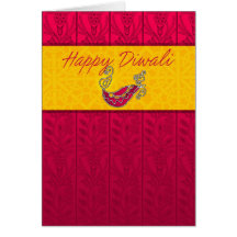 Tarjeta de felicitación de Diwali con la lámpara