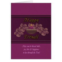 Tarjeta de felicitación de Diwali con la lámpara y