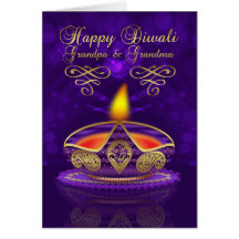 Tarjeta de felicitación de Diwali de los abuelos c