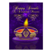 Tarjeta de felicitación de Diwali de los padres co