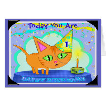 Tarjeta de felicitación de encargo del gato del cu