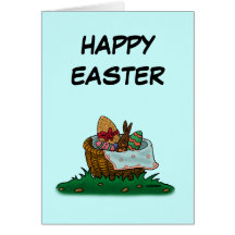 tarjeta de felicitación de la cesta de pascua bási