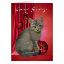 tarjeta de felicitación de la estación del gatito 