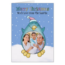 Tarjeta de felicitación de la foto del pingüino - 