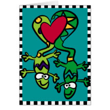 Tarjeta de felicitación de los lagartos del amor