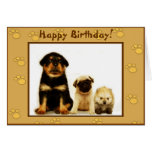 Tarjeta de felicitación de los perritos del feliz 