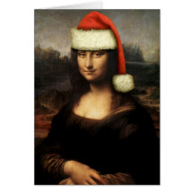 Tarjeta de felicitación de Mona Lisa Santa