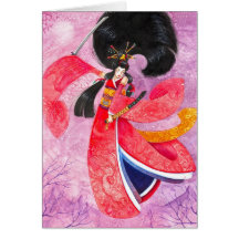 Tarjeta de felicitación de Ukioye del geisha del s