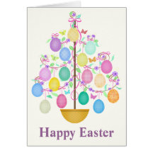 Tarjeta de felicitación del árbol del huevo de Pas