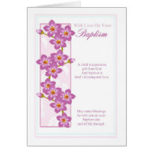 tarjeta de felicitación del bautismo con las flore