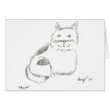 Tarjeta de felicitación del bosquejo del gatito