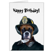Tarjeta de felicitación del boxeador del bombero d