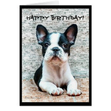 Tarjeta de felicitación del dogo francés del feliz