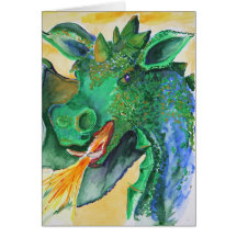 Tarjeta de felicitación del dragón verde