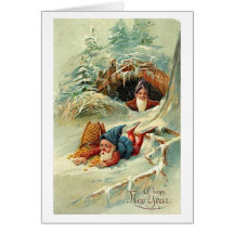 Tarjeta de felicitación del duende del Año Nuevo d