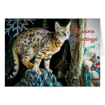 Tarjeta de felicitación del gato de Bengala del dí