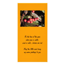 tarjeta de felicitación del invierno, bayas rojas tarjetas personales con fotos