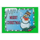 Tarjeta de felicitación del muñeco de nieve de las