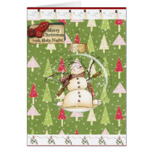 Tarjeta de felicitación del navidad del muñeco de 