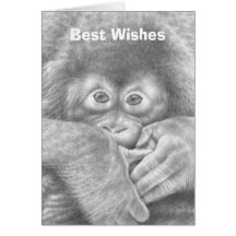 Tarjeta de felicitación del orangután del bebé