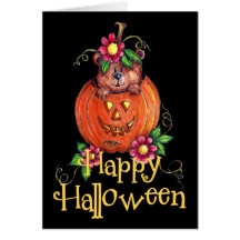 Tarjeta de felicitación del oso de Halloween