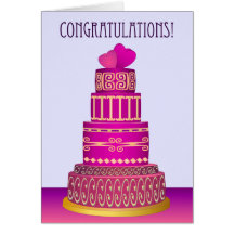 Tarjeta de felicitación del pastel de bodas