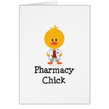 Tarjeta de felicitación del polluelo de la farmaci