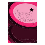 Tarjeta de felicitación del rosa del feliz cumplea tarjetas