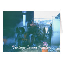 Tarjeta de felicitación del tractor del vapor del 