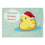 Tarjeta de felicitación ducky de goma amarilla de 