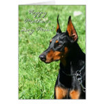 Tarjeta de felicitación feliz del Doberman de la m