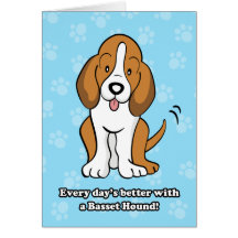 Tarjeta de felicitación linda de Basset Hound del 