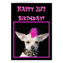 Tarjeta de felicitación punky de la 21ra chihuahua