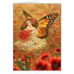 Tarjeta de felicitación roja del arte de la fantas