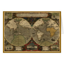 Tarjeta de felicitación romántica del mapa del mun
