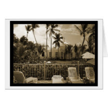 Tarjeta de felicitación tropical del oasis