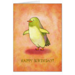 Tarjeta de felicitación verde del pingüino (person