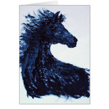 Tarjeta de felicitaciones negra del caballo de los