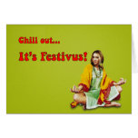 Tarjeta de Festivus del polluelo del Hippie