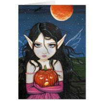 Tarjeta de hadas gótica de Halloween de la tarjeta