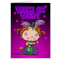 Tarjeta de Halloween con pequeño truco lindo de la