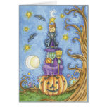 Tarjeta de Halloween con sitti de la bruja, del ga