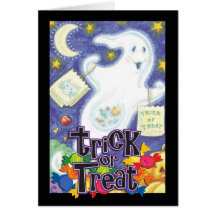 Tarjeta de Halloween con truco o la invitación del