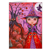 Tarjeta de Halloween de la bruja del ojo